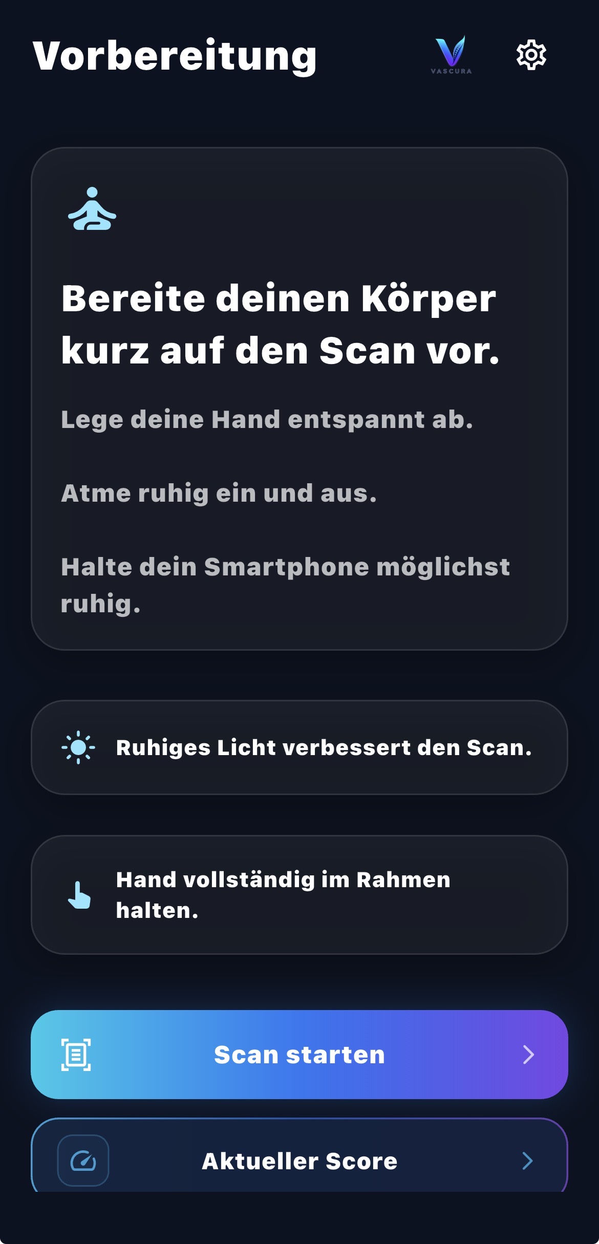 Vascura App Vorbereitung